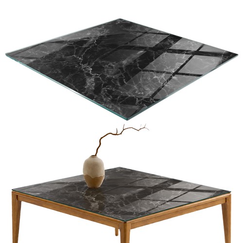 Plateau table verre - table, en