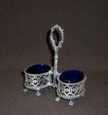 TRES JOLI SALERON DOUBLE de STYLE LOUIS XV , ORFEVRE ARMAND FRENAIS