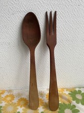 Ancien Couvert A Salade En Bois Cuillère Et Fourchette Deco Table Cuisine