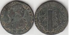 RARE Monnaie 2 Sols Constitution 1792 .W. An 4 (Francois) sans la cédille du C 