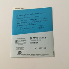 JEAN JACQUES GOLDMAN - LIMOGES 1996 - RARE INVITATION N° 107 !!!!!! COULEUR DIF