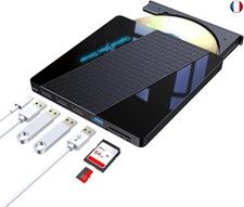 Lecteur CD DVD Externe pour PC, USB 3.0 Lecteur CD/Dvd +/-Rw portable Type C