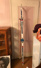 ANCIENNE PAIRE SKIS GOLDEN TEAM CROSS COUNTRY AVEC BÂTONS Déco Chalet Montagne