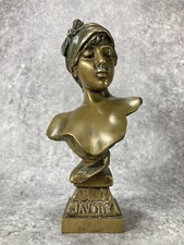 BUSTE BRONZE DORÉ FEMME. JAVOTTE. EMMANUEL VILLANIS. Circa 1900 ART NOUVEAU.