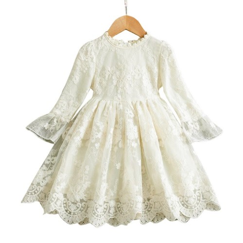 Robe fille beige brodée - robe,