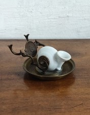sublime encrier en bronze et céramique en forme d’escargot à bascule