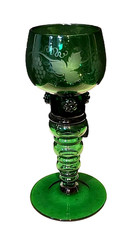 Ancien grand Verre à Vin Roemer Soufflé à la bouche XIXe Vert Vin d' Alsace