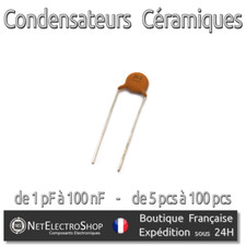Condensateur céramique 50V - 50 valeurs au choix de 1pF à 100nF - de 5 à 100pcs