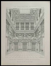 PARIS MAIRIE, SALON CARIATIDES - 1896- PLANCHE ARCHITECTURE - DEPERTHES