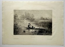 BUHOT Félix - "Au fil de l'eau". EAU-FORTE et pointe sèche. PAYSAGE.