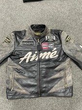 Veste de moto en cuir vieilli
