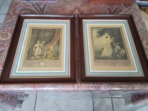 Paire lithographies anciennes - paire,