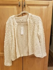 Eileen Fisher Loop Knit Cotton Open Cardigan M NWT 295$