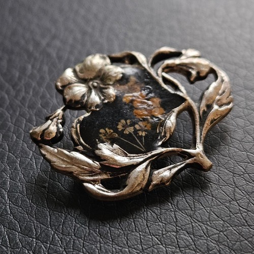 Broche art nouveau argentée