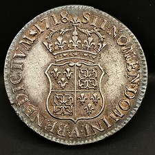 ECU DE FRANCE NAVARRE ARGENT LOUIS XV 1718 A PARIS 38mm 24.47g FRANCE / SILVER