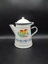 Ancienne théière en métal émaillé, Geneviève Lethu 1995