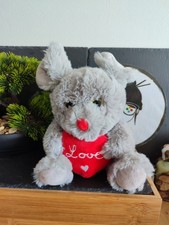 doudou peluche souris saint Valentin coeur love gros rouge blanc jaune paillette