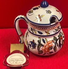 Moutardier faïence de Desvres, Géo Martel. 11 cm Décor Rouen corne d'abondance