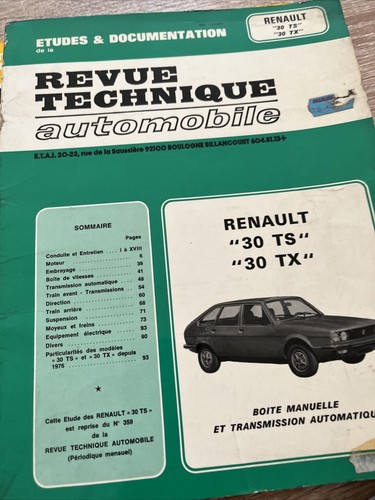 Revue technique renault ts - renault, 30