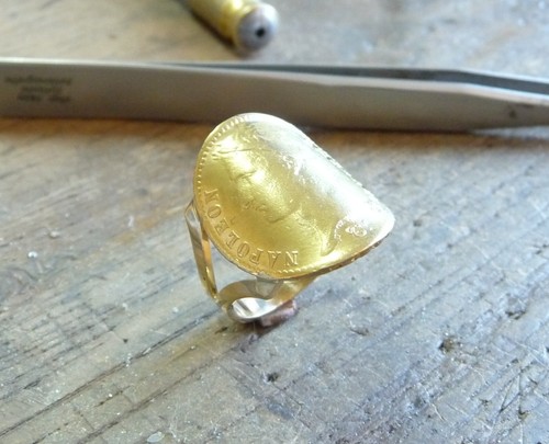 Bague pièce cintrée - or,