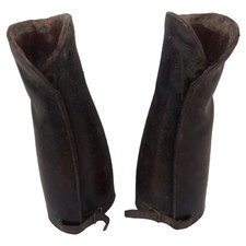 Paire de guêtres en cuir marron foncé officier français WW1/WW2 14 18 France 40
