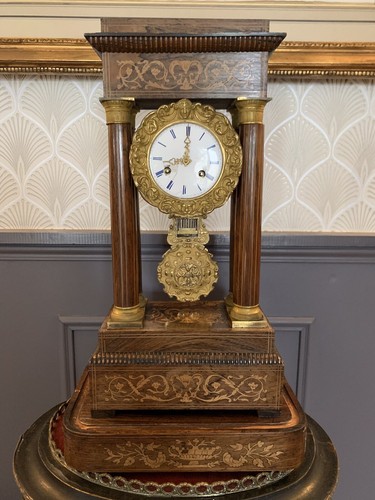 Pendule portique noyer - pendule,