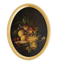 Peinture ovale nature morte