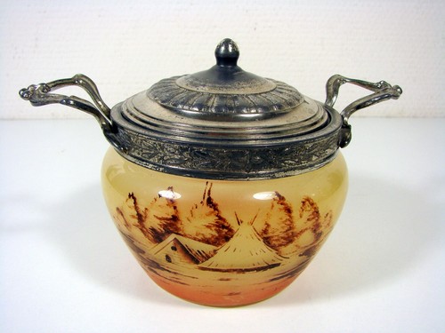 Sucrier couvert verre - couvert, peint