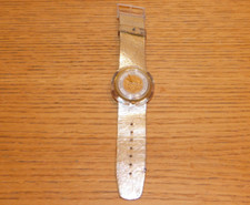 vintage MONTRE POP SAVE THE SWATCH GOLD Watch swiss switzerland BRACELET OR CUIR