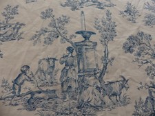 ANCIEN TISSU  FRENCH FABRIC TOILE DE JOUY  63 cm de large X74cm de haut CAMPAGNE