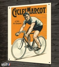 Plaque métal 30x20cm, repro ancienne affiche publicitaire vélo cycle MARCOT