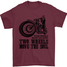 Deux Roues Font Bouger L'Âme T-Shirt Moto Biker Pour Hommes 100% Coton