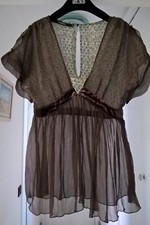 Top Sandro marron en soie Taille M NEUF