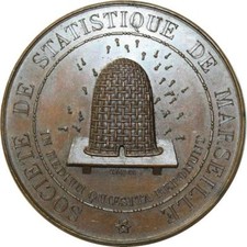 O5499 Rare Médaille Second Empire Société Statistiques Marseille Caqué Desnoyers