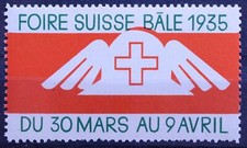 FOIRE SUISSE BÂLE 1935 EXPOSITION HELVETIA TIMBRE NEUF POSTER STAMP CINDERELLA