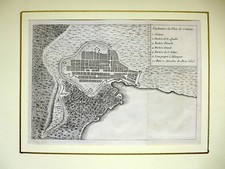 ANTICA MAPPA DI CATANIA DAL CALLEJO ANGULO Castel URSINO SICILIA  ETNA 