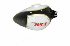 RÉSERVOIR D'ESSENCE EN ACIER PEINT NOIR ET BLANC BSA M20 MODÈLE CIVIL/ADAPTÉ ...