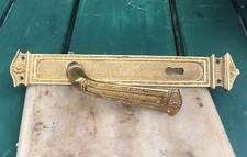 Antique French A ++ Door Knob Lever Back Plate Solid Brass Gold Edwardian Heavy