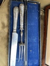 Ancien Écrin Service À Découper Le Gigot Monogrammé Argent Fourré