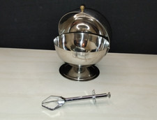 Sucrier boule type bistrot en inox 13,5cm avec pince à sucre - Vintage, déco