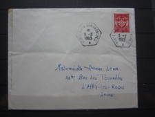 TIMBRE FRANCHISE MILITAIRE N° 12 SUR LETTRE NAVALE DU PORTE-AVION ARROMANCHES