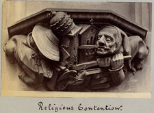 Angleterre, Cathédrale de Chester, Sculpture Religious Contention, Tirage vintag
