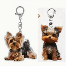 PORTE CLE PORTE-CLE clé clef PLAT CHIEN  Yorkshire Terrier DEBOUT OU ASSIS NEUF