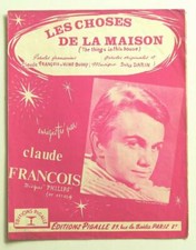 Partition vintage sheet music CLAUDE FRANCOIS : Les Choses de la Maison * 60's