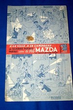 PUBLICITE MAZDA BUVARD ILLUSTRE DUBOUT PILES LAMPE ELECTRICITE