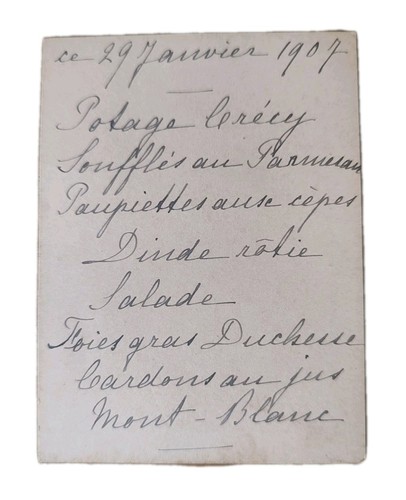 Ancien menu écrit - ancien, main