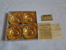 BOITE DE 4 TASTE VIN EFFIGIES METAL PLAQUE OR 24 CARATS FABIORA PARIS POINCONNE