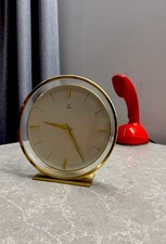 HORLOGE DE BUREAU VINTAGE « JUNGHANS » ART DÉCO BAUHAUS EN VERRE LAITON