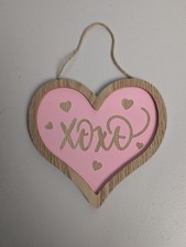 XOXO Pink Heart Wood Hanging