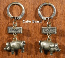 Cafés Brasil, porte-clés cochon en plastique bruni